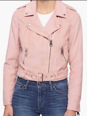 Levi's Large Pink Faux Suede Moto Jacket